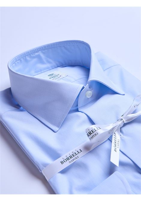 CAMICIA PIED DE POULE POPELINE - AZZURRO LUIGI BORRELLI - NAPOLI | SR31027- 01