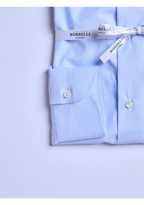 CAMICIA PIED DE POULE POPELINE - AZZURRO LUIGI BORRELLI - NAPOLI | SR31027- 01