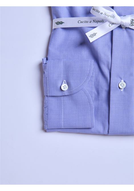 CAMICIA PIED DE POULE POPELINE - BLU LUIGI BORRELLI - NAPOLI | SR31027- 08