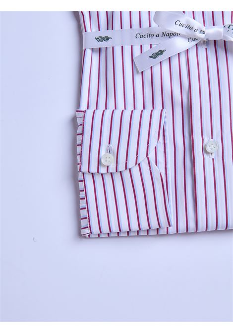 CAMICIA COTONE RIGHE - ROSSO LUIGI BORRELLI - NAPOLI | SR31082- 01
