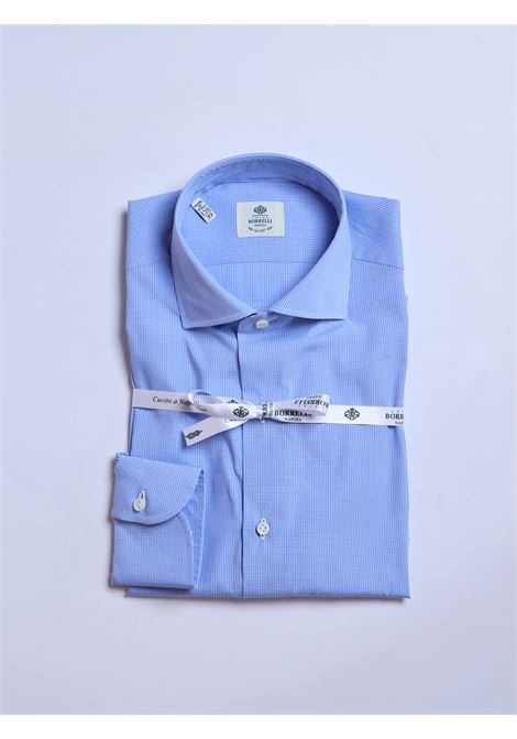 CAMICIA POPELINE QUADRI - AZZURRO LUIGI BORRELLI - NAPOLI | SR441049- 11