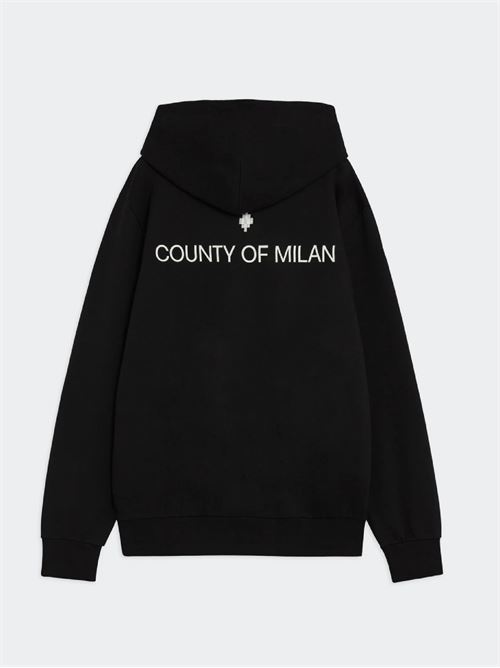 Felpa Cappuccio Washed Effecty Con Logo MARCELO BURLON | HS011NERO