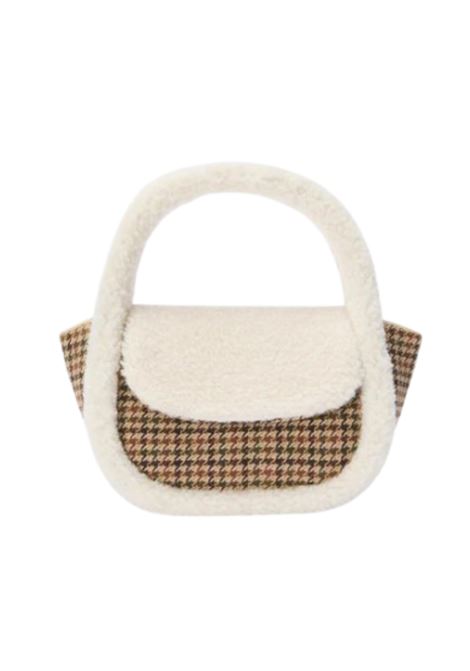 Borsa a mano Gilda Mutton Wool pied de poule e shearling MC2 | GILD003 00188IMARRONE