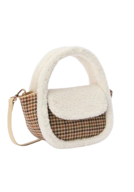 Borsa a mano Gilda Mutton Wool pied de poule e shearling MC2 | GILD003 00188IMARRONE