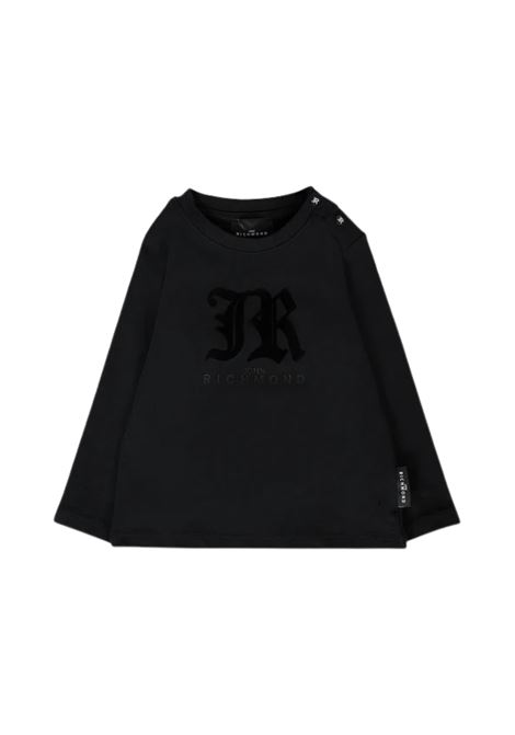 T-shirt nera per neonato con logo in velluto RICHMOND | RIA25004TSNERO
