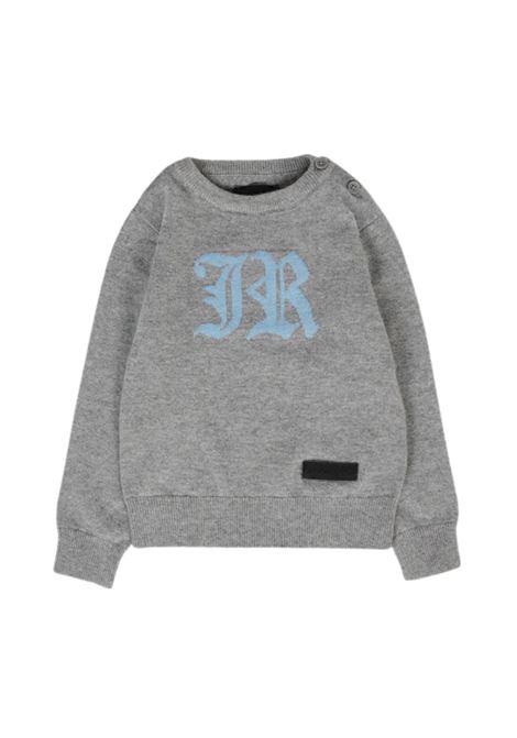 Maglione grigio per neonato con logo celeste RICHMOND | RIA25009MAGRIGIO