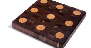 Polka dot end grain butcher block cutting board