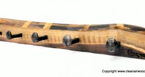 Live edge coat rack with vintage rail spikes