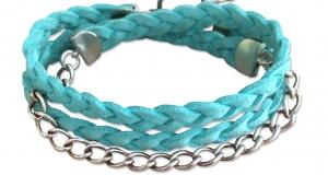 Turquoise Leather & Sterling Silver Bracelet