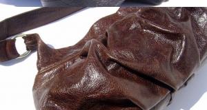 Pleated leather handbag