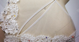 Hand appliqued bridal bodice