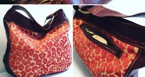 Upholstery fabric and leather handbag