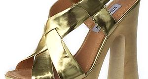 WOOD PLATFORM SANDAL - GOLD LEATHER