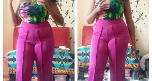 Straight leg poly/lycra trouser