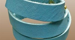 Genuine Baby Blue Leather Triplw Wrap Bracelet