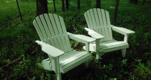 Adirondack Chairs painted with Zero-VOC white prim