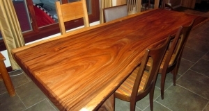 Acacia wood slab dining table