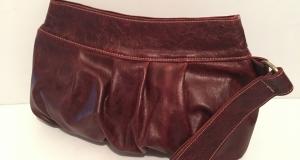 Rosa Gathered Leather Clutch