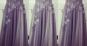 Hand embellished tulle and silk skirt