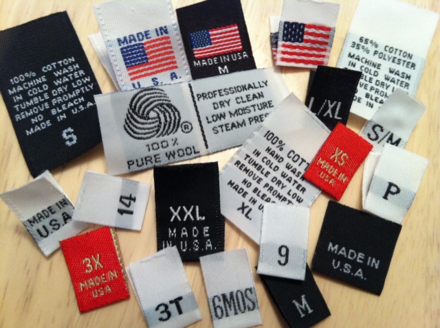 Size care & content taffeta labels