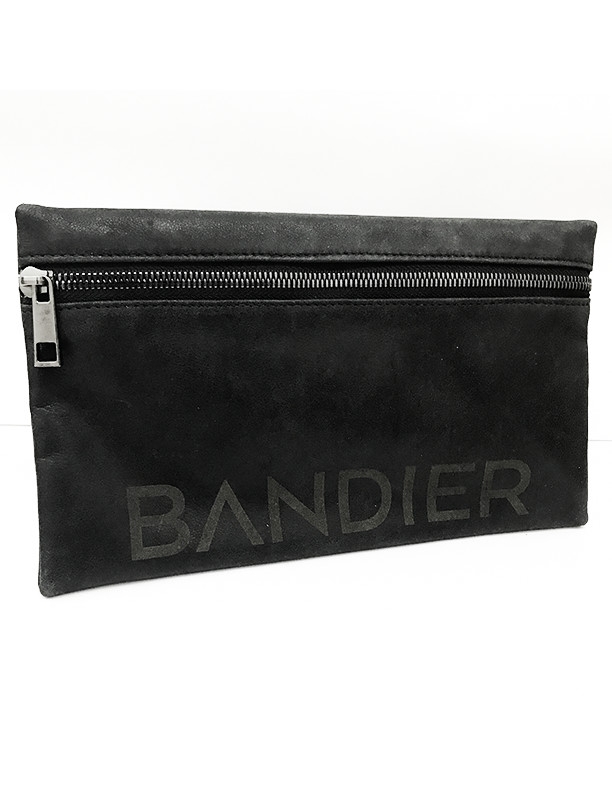 Black Leather Laser Engraved Pouch