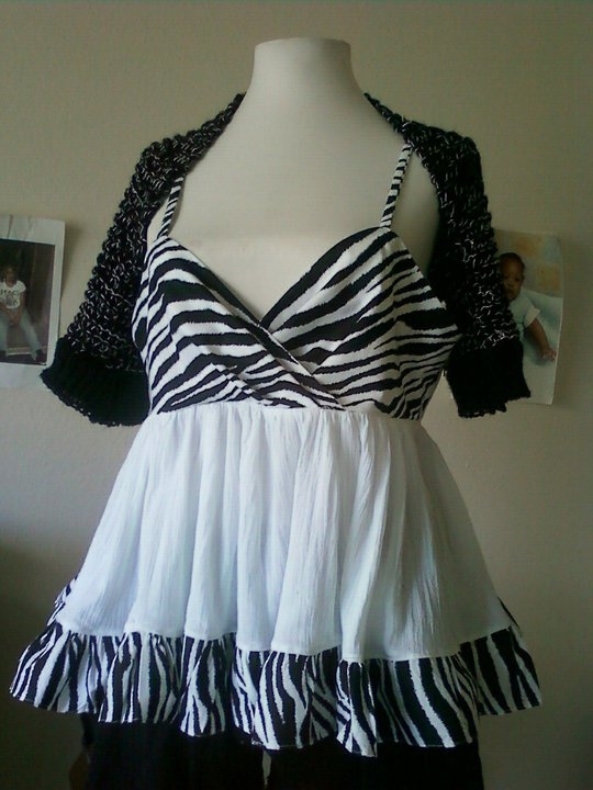 Baby Doll Top/ Hand Knit Shrug
