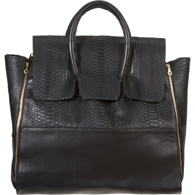 Real python and cow leather weekender bag.