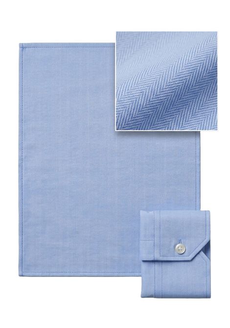 100% Cotton Herringbone Tailored Shirt in Light Blue BARBA | Shirts | 500923