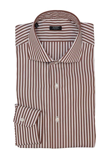 Camicia Sartoriale in 100% Cotone a Righe Marroni BARBA | Camicie | 500991