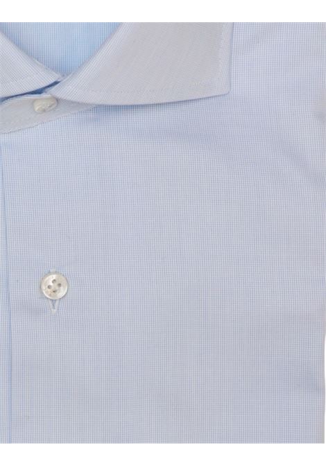 Camicia Sartoriale in 100% Cotone Microfantasia Azzurra BARBA | Camicie | PZ850RUNI