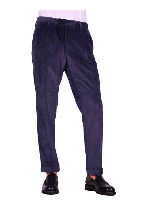 Pantalone Isola | Velluto a Coste con Coulisse Blu Scuro BRIGLIA | Pantaloni | ISOLAS-400158111