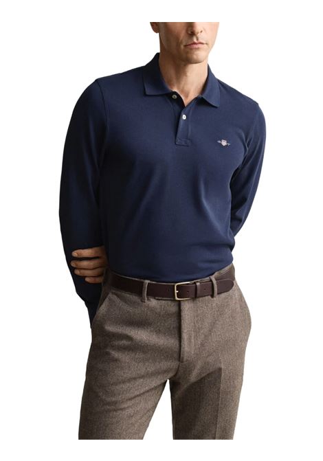 Rugger in piqué Shield blu GANT | Polo | 002230433