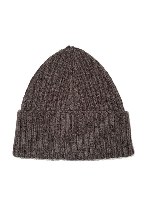 100% Cashmere Ribbed Beanie in Bark KANGRA |  | 2208-2500056