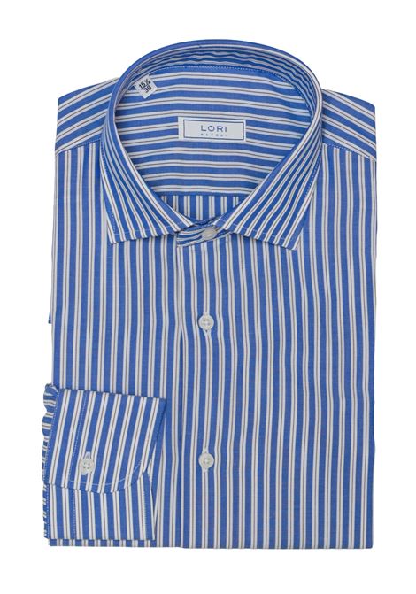 Camicia in 100% Cotone a Righe Larghe Blu LORI | Camicie | 120921