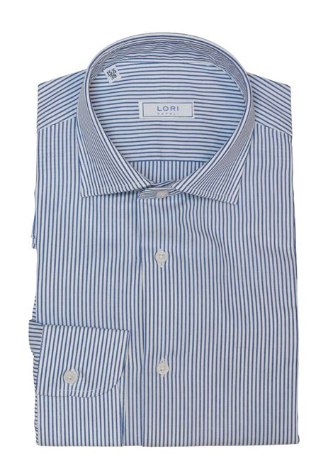 Camicia in 100% Cotone a Righe Medie Blu LORI | Camicie | 2129