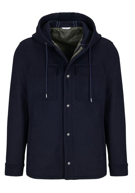 Giubbino con cappuccio panno misto lana blu MANUEL RITZ | Giubbini | 3932H8409FC-25373889