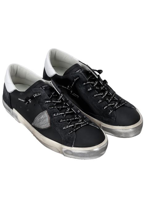 Prsx Men's Low-Top Sneaker in Black and Silver PHILIPPE MODEL |  | PRLUMA01