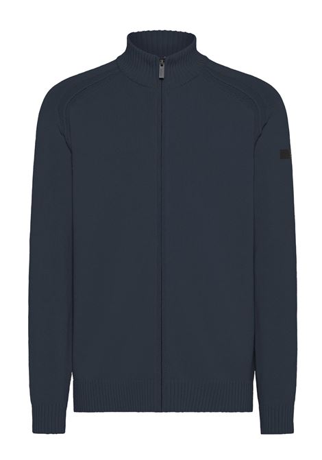 Cotton Plain Full Zip Knit Blue RRD | Knitwear | W2514260