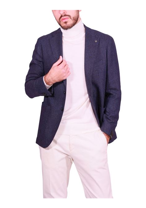 Blazer Monopetto in Lana e Cashmere Spigato Blu TAGLIATORE | Giacche | 1SMD22K-AI610017B3255