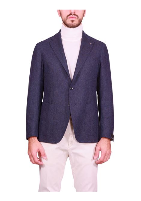 Blazer Monopetto in Lana e Cashmere Spigato Blu TAGLIATORE | Giacche | 1SMD22K-AI610017B3255