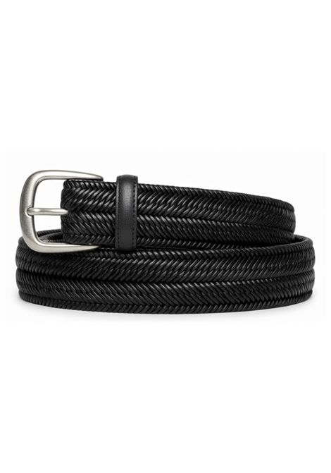 Black Leather Braided Belt ALBERTO LUTI | Belts | EL-SPIBL