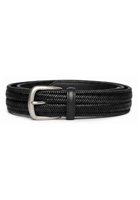 Black Leather Braided Belt ALBERTO LUTI | Belts | EL-SPIBL
