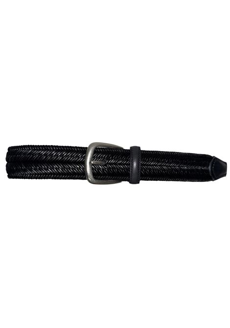Black Leather Braided Belt ALBERTO LUTI | Belts | EL-SPIBL