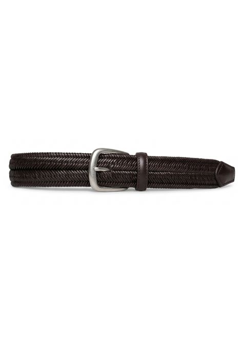 Deep Brown Leather Braided Belt ALBERTO LUTI | Belts | EL-SPIT.MO