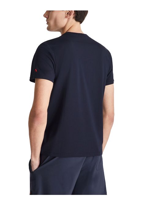 T-shirt in piquet stretch di cotone e seta blu PEUTEREY | T-shirts | PEU5470215