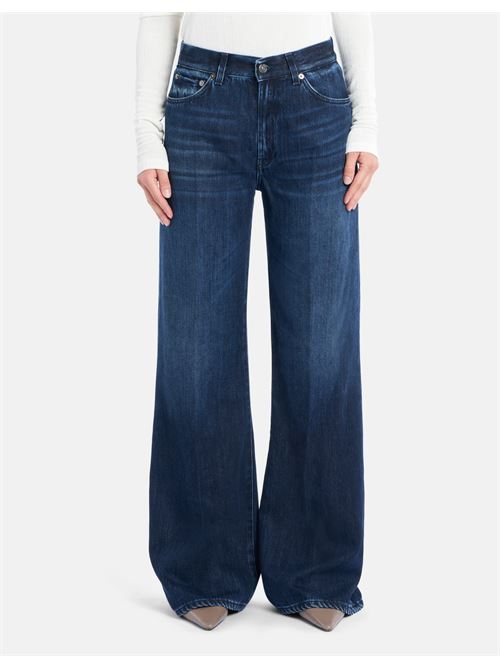 jeans amber wide leg in denim fisso cotone e lyocell Dondup | DP619 DF0310D LI9800