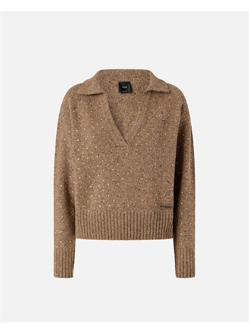 maglione con scollo a v e strass Pinko | 105684 A2U4C3Z
