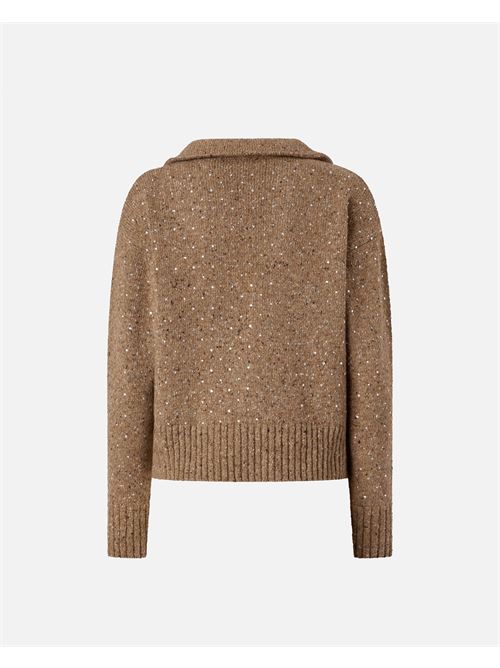 maglione con scollo a v e strass Pinko | 105684 A2U4C3Z