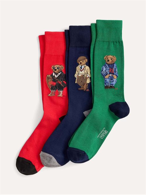 tre paia di calze Medie stampa orso Polo Ralph Lauren | 449P04717001