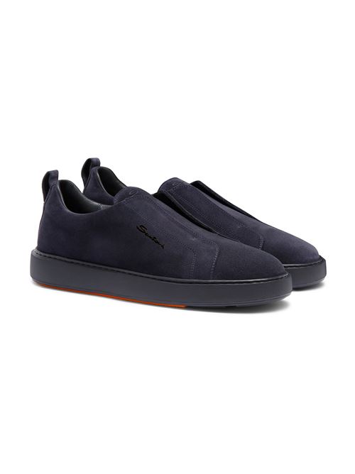 sneaker slip-on da uomo in suede blu Santoni | MBCD21995OCATSEYU60